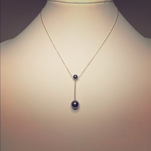 NWOT Annika Inez Black Pearl Barbell Necklace